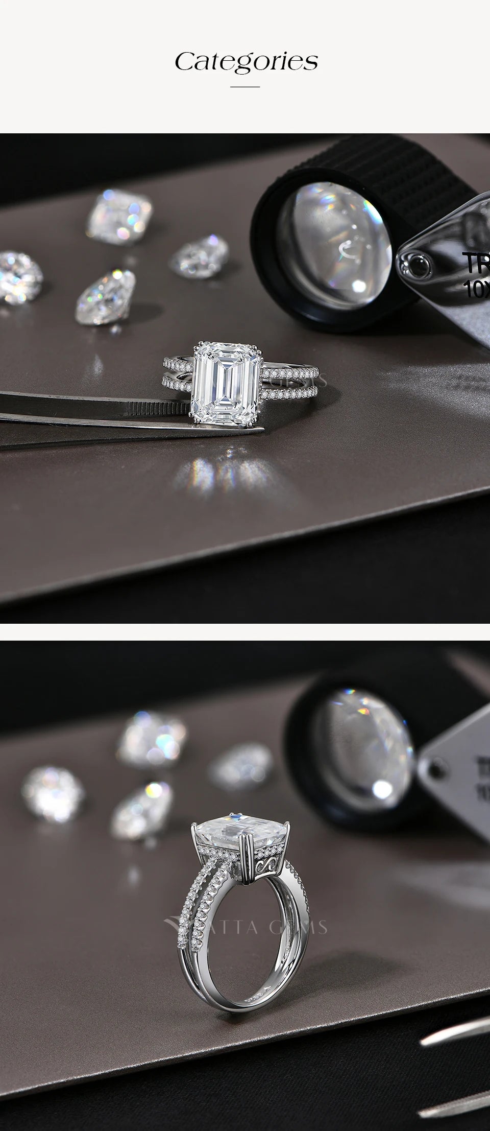 Emerald Cut 5CT Moissanite Diamond Ring for Women Men 11*9mm D VVS1 s925 Silver Wedding Bride Jewelry With Certificate