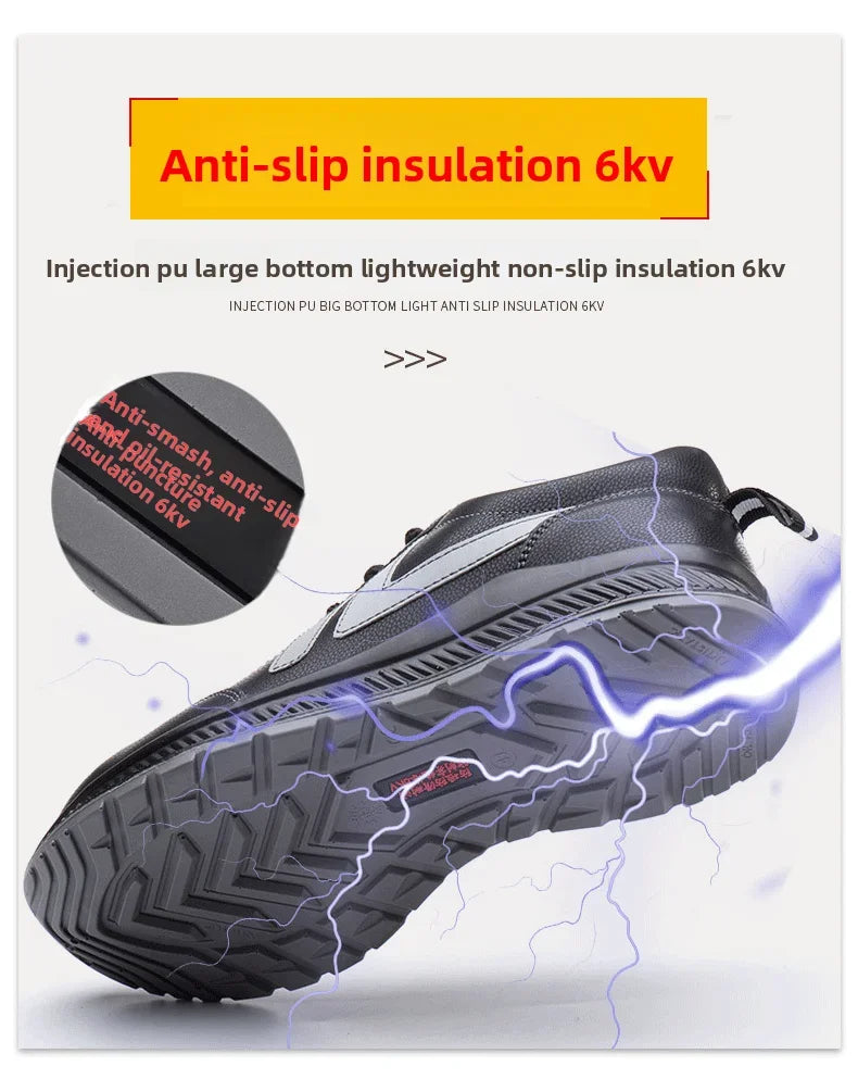 Four Season Anti Smashing and Anti Stabbing Insulated Electrician Protective Shoes with Oil Resistant Steel Toe Caps