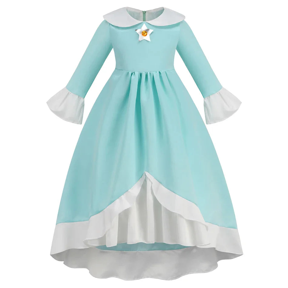 Rosalina Galaxy Princess Dress with Glowing Light Girls Game Role Play Princess Costume Halloween Rosalina Kids LED Light 10T