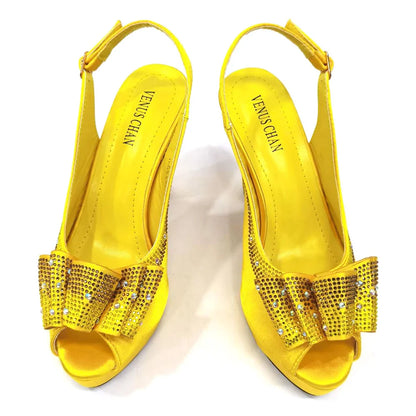 Shoes Matching Bag With Applique Mature African Ladies Super High Heels Sandals for Party Fashionable Italian Women