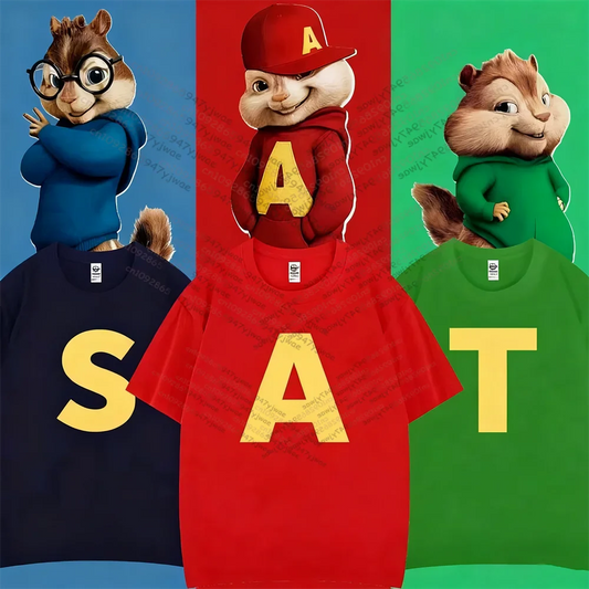 Hot Anime Alvin And The Chipmunks_The Squeakquel's Women Men's T-shirt Fashion Graphic Tee Autumn/Winter Best Friend Cotton Tops