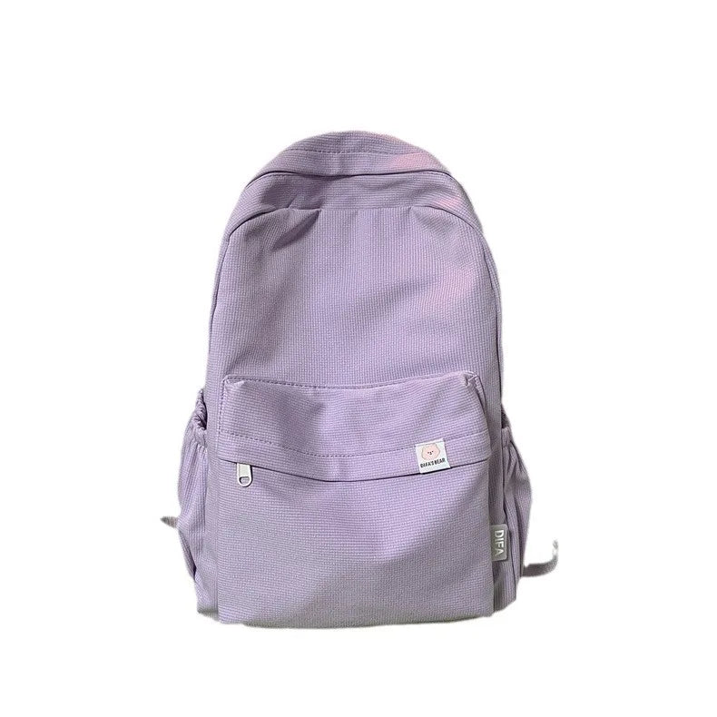 Sweet soft girl solid color large capacity student backpack new style for men and women college students simple trendy
