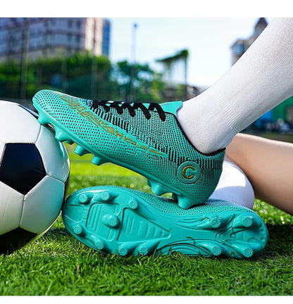 Large Size FG/TF High Quality Mens Soccer Shoes Non-Slip Turf Soccer Cleats for Kids Training Football Boots Chuteira Campo 48