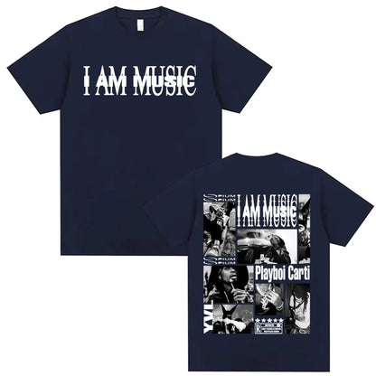 Playboi Carti I AM MUSIC Album Gothic Hip Hop T-Shirt for Men Unisex Summer O-Neck Street Fashion Top Tees