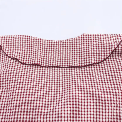 Elegant Fashion Chidori Plaid Ruffles Chiffon Shirt Spring 2025 Ruffled Neck Long Butterfly Sleeve Loose Tops Women's Clothing