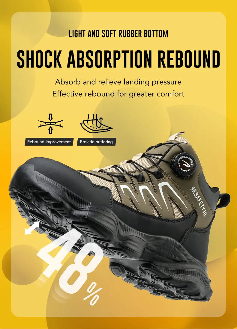Men's Work Shoes Steel Resistant Anti-Puncture Anti-smash Toe Boots Slip Light Weight Safety Shoes Comfortable Men Shoes 40-46
