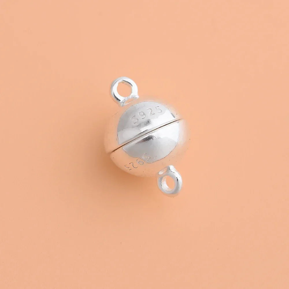 S925 sterling silver ball magnet clasp DIY bracelet double ring magnetic clasp