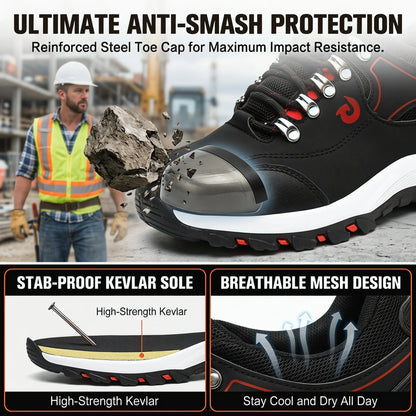 Steel Toe Anti-Puncture Men's Work Shoes Men's Safety Shoes Lightweight Slip Resistant Shoes Man Breathable Comfortabl Sneaker