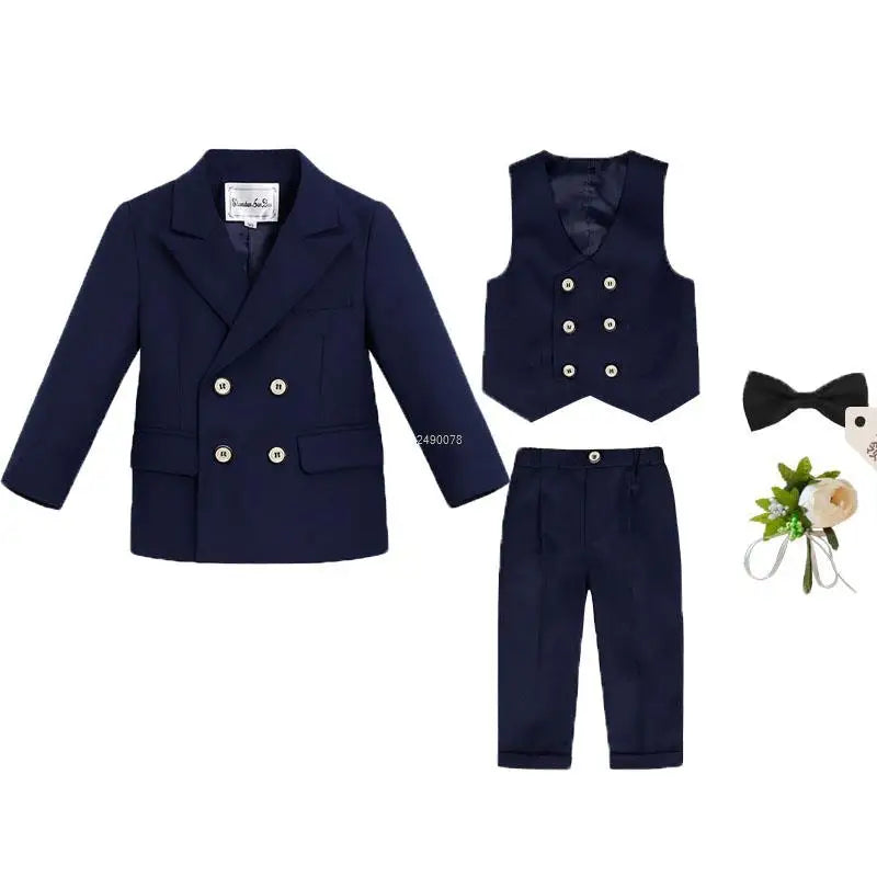 Flower Boys Wedding Suit Children Photography Dress Kids Stage Performance Formal Blazer Suit Baby Birthday Ceremony Costume