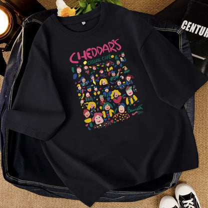 Summer Casual Young Short-sleeved Cartoon Printed Round Neck T-shirt Short-sleeved Large-size Universal Top for Men and Women