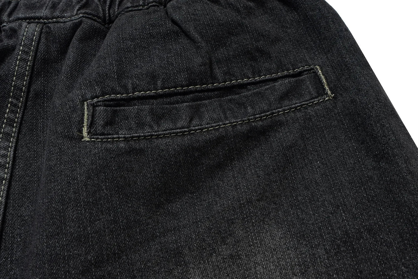 Gothic street jeans with multiple pockets men's shorts wide-legged loose nine-quarter pants knee-length pants loose casual pants
