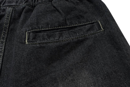 Gothic street jeans with multiple pockets men's shorts wide-legged loose nine-quarter pants knee-length pants loose casual pants