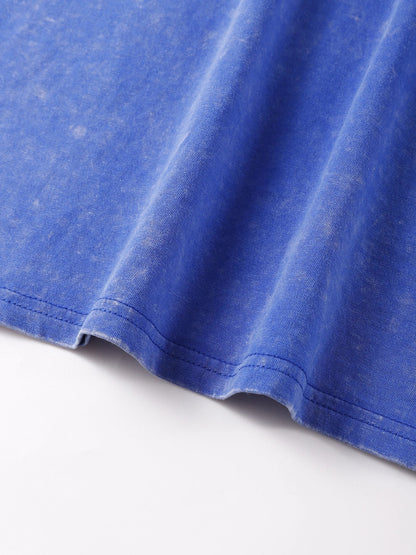 Usa Letter American Flag Printed Washed T-Shirt Men Summer Cotton T Shirts O-Neck Loose Clothes Colour Unisex Short Sleeve