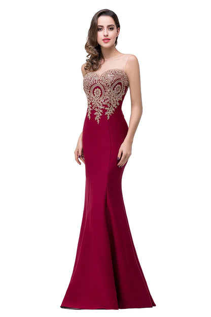 2024 Hot Sale Gold Appqulies Sweetheart Illusion Wedding Guest Gown Elegant Bridesmaid Dresses Maxi Floor Length Mermaid Gowns