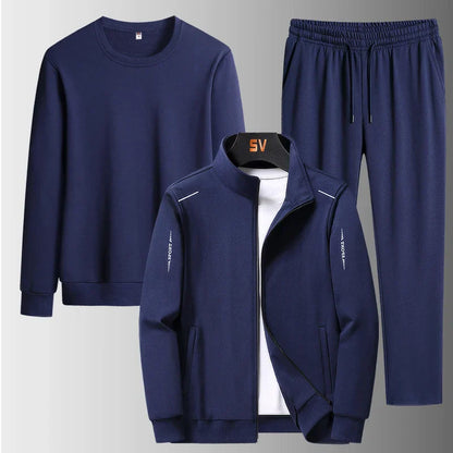 Male Casual Loose Sets Jacket+Pant+sweatshirts 3 Piece Men Set Tracksuits Men Gym Plus Size Sportswear Spring Autumn Men Sets