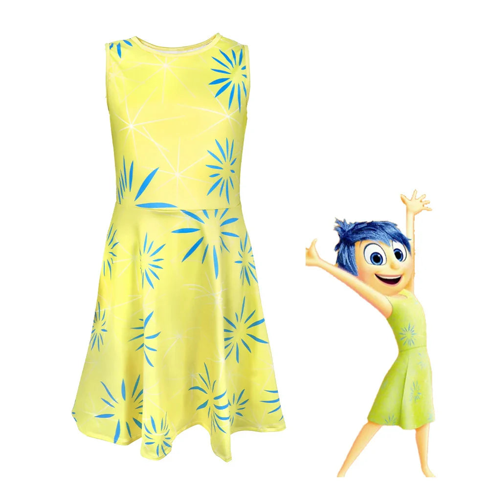 NewAnime Movie Inside Out Joy Cospaly Costume Joy Anger Fear Cos Outfits For Adult Kids Halloween Stage Performance Costume