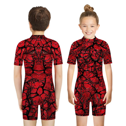 Children One Pieces Swimsuit Superhero 3D Print Playsuit Child Short Sleeve Swimwear Beach Bathing Suit Swim Wear For Boys Girls