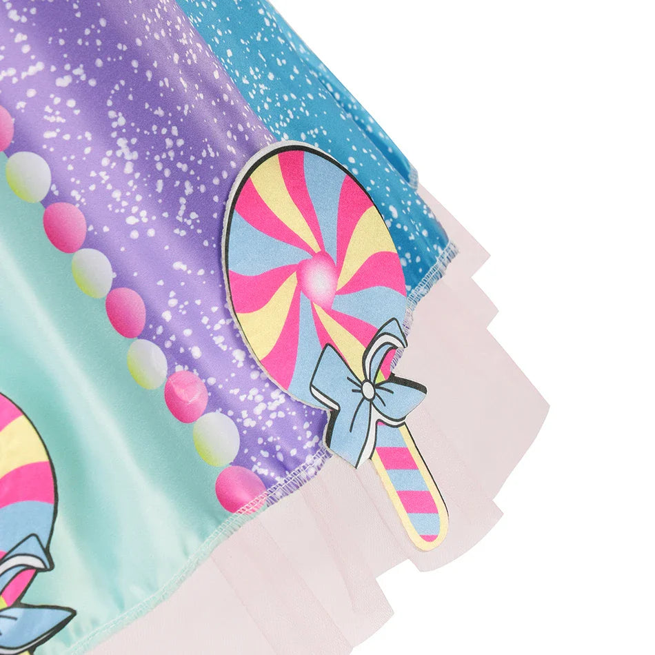 New Candy Dress Lollipop Cosplay Costume Rainbow Dress Carnival Purim Party Princess Dress Long Short Sleeves Candies Dresses