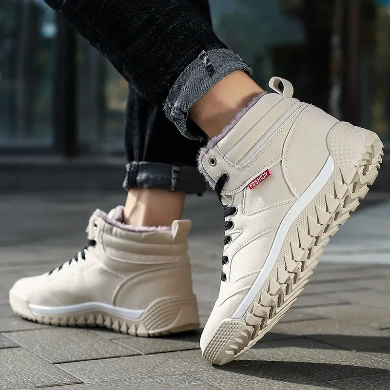 New Winter Sneakers for Men, Velvet Warm High-Top Cotton Shoes, Korean Style Casual Snow Boots, Boots, Men's Shoes, Autum Skateboard Shoes