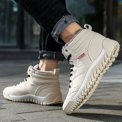 New Winter Sneakers for Men, Velvet Warm High-Top Cotton Shoes, Korean Style Casual Snow Boots, Boots, Men's Shoes, Autum Skateboard Shoes