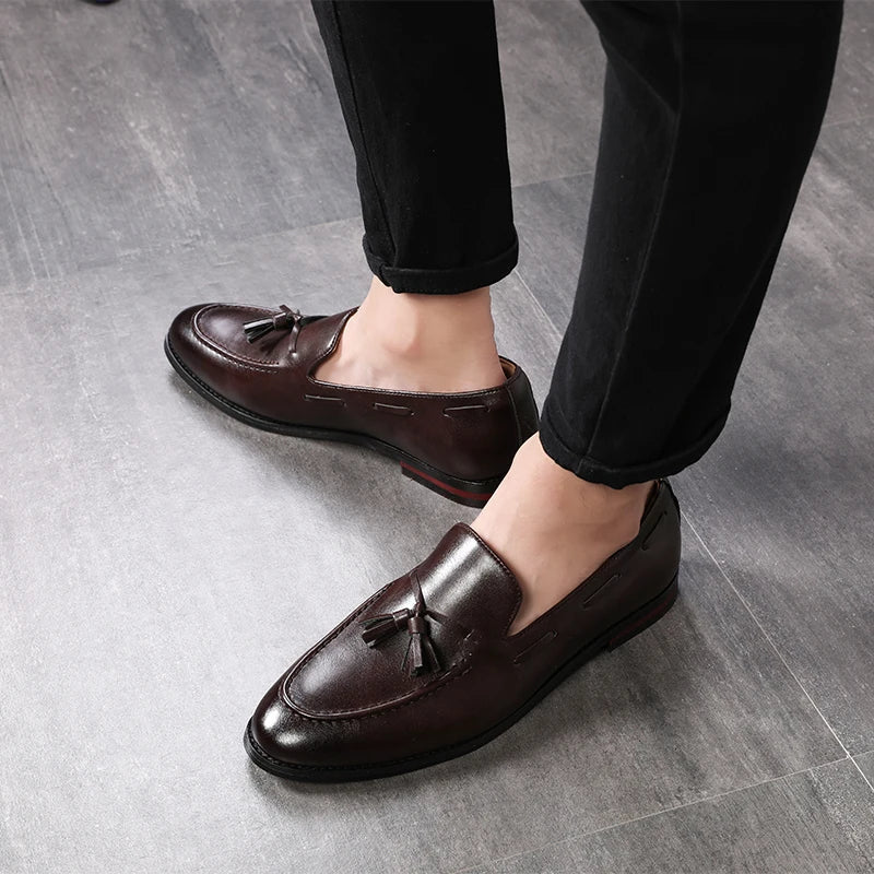 Men's Leather Shoes Fashion Business Formal Dress Loafers Moccasins Luxury 2026 Doudou shoes British Korean version plus size 48