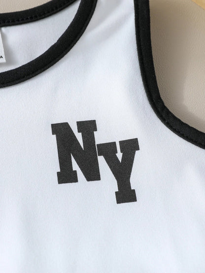 Baby Boys Sets Kids Vest Suit 2PCS Print Letter Set Summer T-Shirt  Shorts Clothes Children Boys Sleeveless Suit Wear Clothes