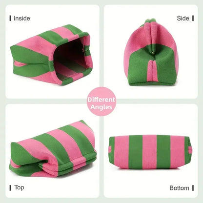 Knitted Striped Handbag Summer Beach Clutch Bags for Women Crochet Handbags Purses Knitting Dumpling Ruched Cosmetics Storage