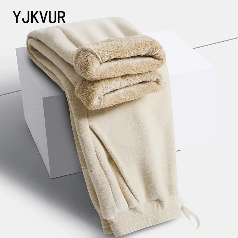 Unisex 2026 Winter New Oversize Pants Men Women Warm Fleece Liner Drawstring Trousers Casual Comfortable Gym Sweatpants