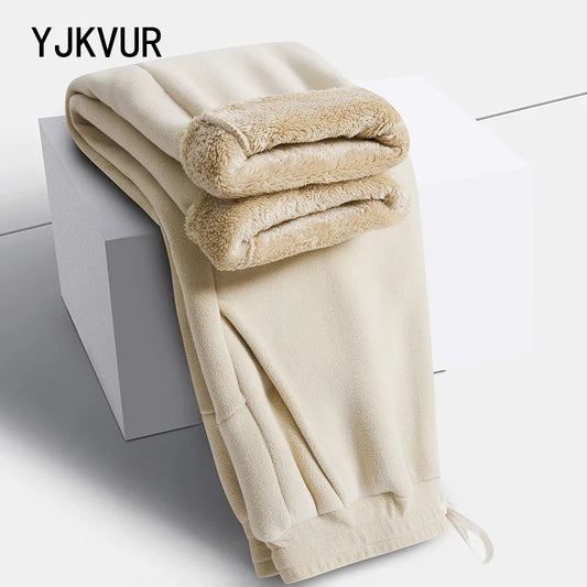Unisex 2026 Winter New Oversize Pants Men Women Warm Fleece Liner Drawstring Trousers Casual Comfortable Gym Sweatpants