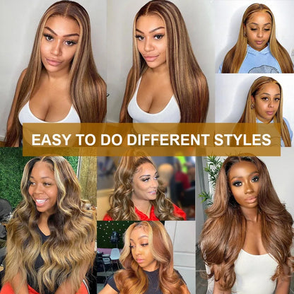 13x6 Highlight Wig Human Hair Body Wave Full HD Lace Frontal Wigs For Women Brazilian Human Hair Wig Honey Blonde Lace Front Wig