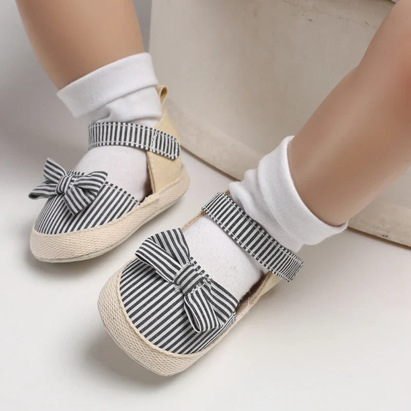 Summer Girl Baby Casual Sandals Soft Sole Comfortable Lightweight Walking Shoes Bow Canvas Baby Shoes