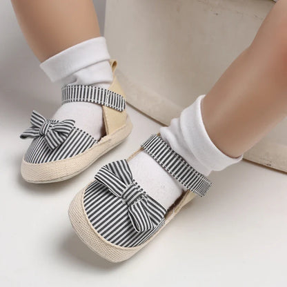 Summer Girl Baby Casual Sandals Soft Sole Comfortable Lightweight Walking Shoes Bow Canvas Baby Shoes