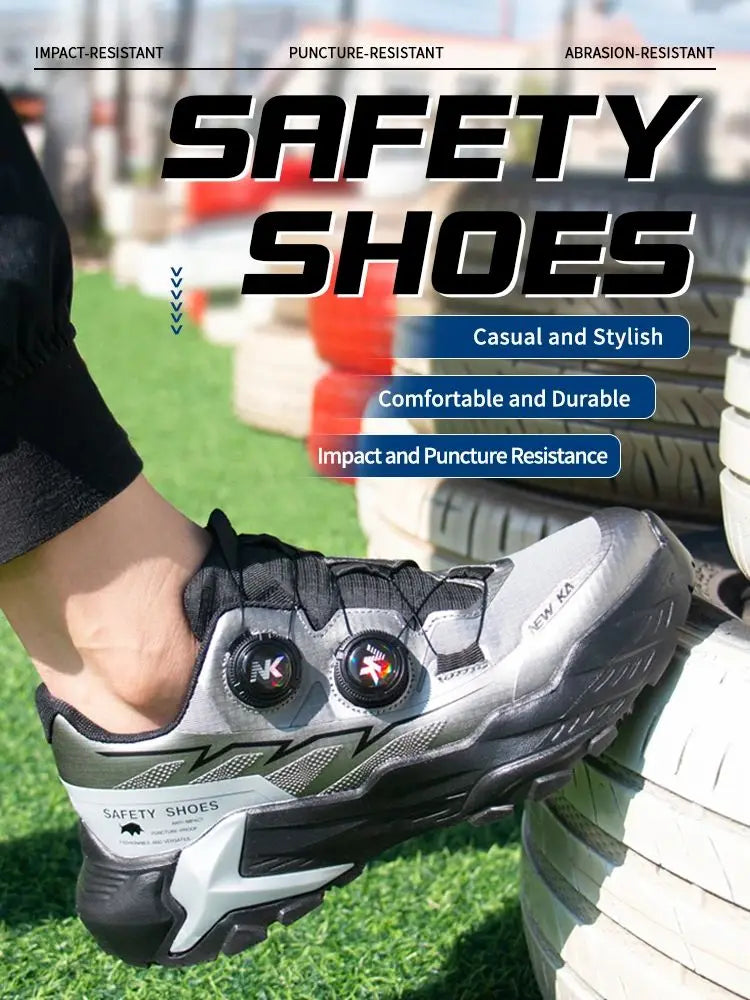 New Four-Season Safety Work Shoes, Steel Toe Anti-Smash & Anti-Penetration, Quick-Turn Buckle, Tech-Style Lightweight Wear-Resis