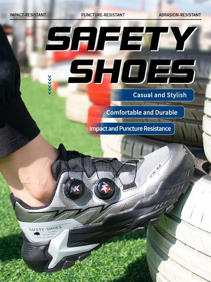 New Four-Season Safety Work Shoes, Steel Toe Anti-Smash & Anti-Penetration, Quick-Turn Buckle, Tech-Style Lightweight Wear-Resis