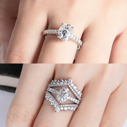 2 Carat Oval Cut D Color Moissanite Ring 18K Gold Plated 925 Sterling Silver Engagement Wedding Rings Wholesale