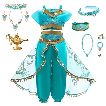 Girls Cosplay Costume Princess Dress Kids Magic Lamp Fancy Birthday Party Dresses Party Clothes 2-12Yrs
