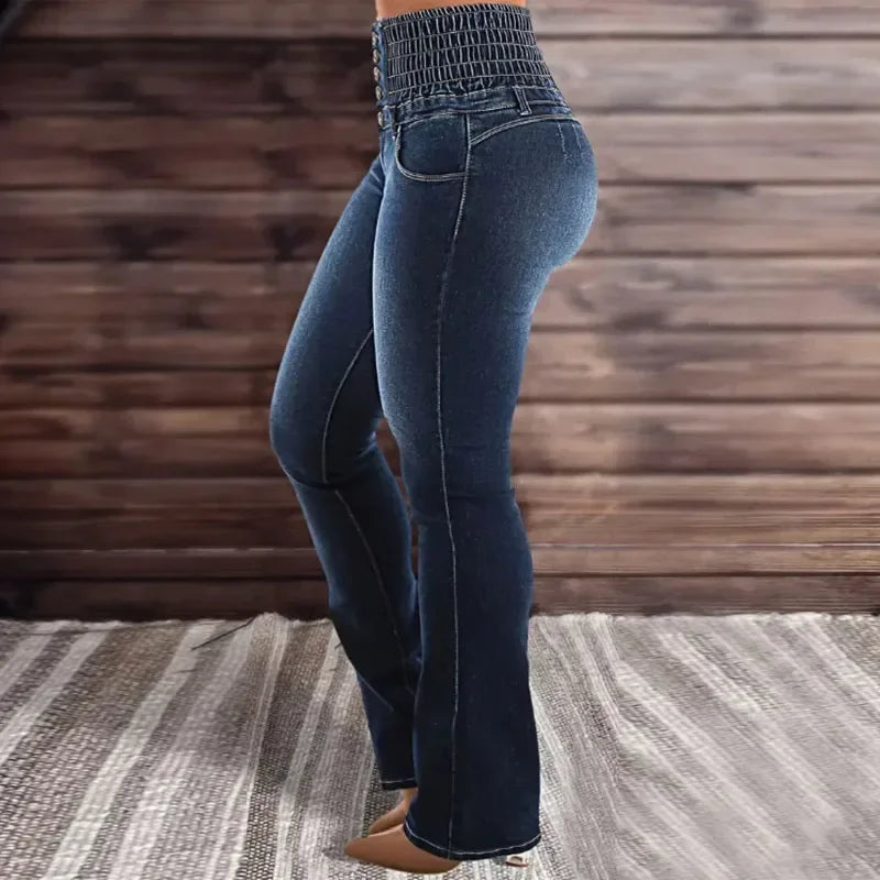 Women's Long Flare Pants Breathable Butt-Lifted plus Size Basic Trousers