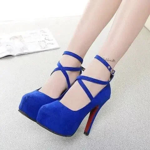 Sexy Classic High Heels Women's Sandals Summer Shoes Ladies Strappy Pumps Platform Heels Woman Ankle Strap Shoes Sizes 34-42
