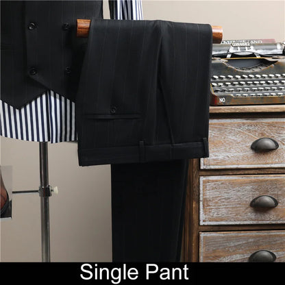 Man Outfit Turn Down Collar Long Sleeve Blazer Men Turn Down Collar Vest Straight-leg Pant Male Striped Slim 3-piece Suit Set