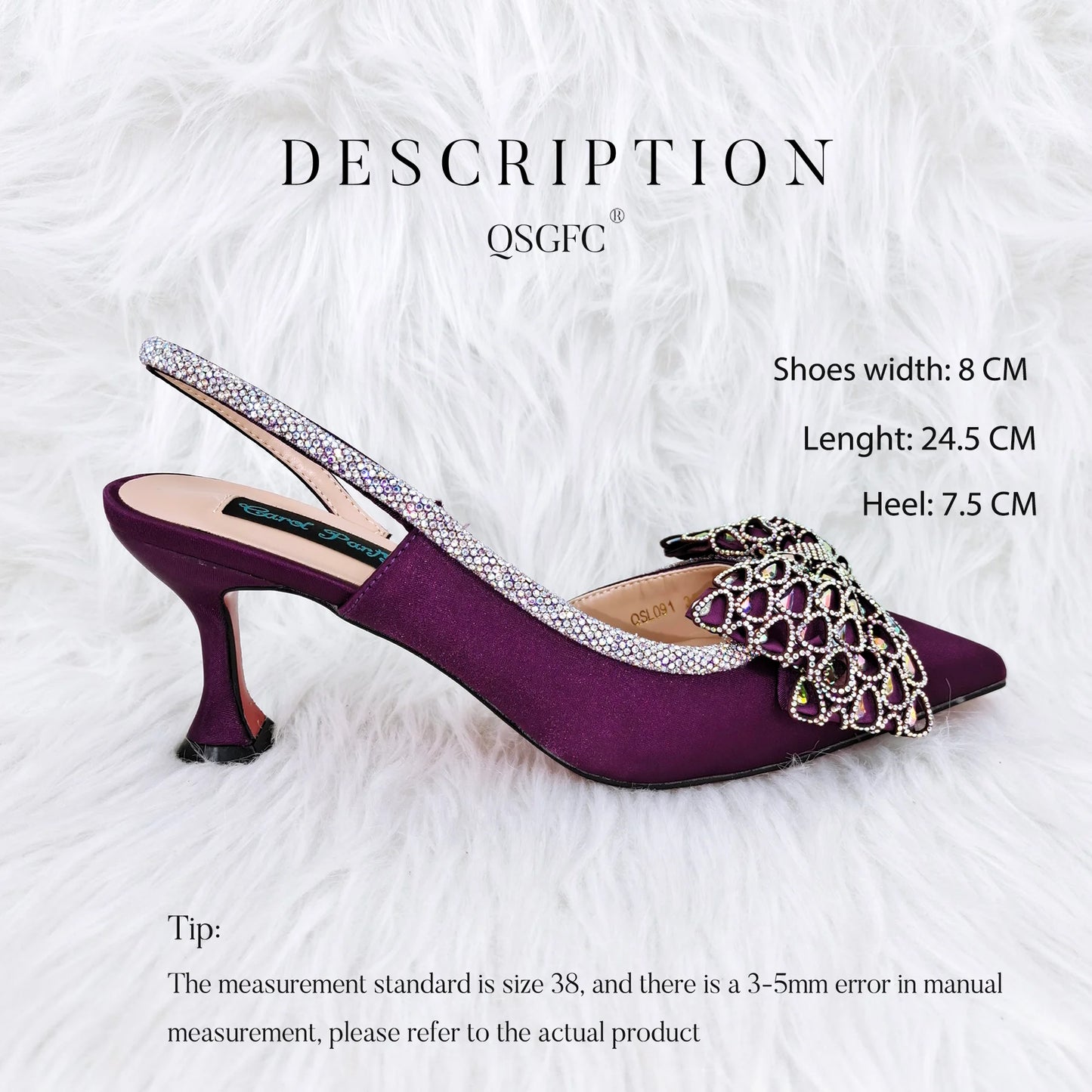 Butterfly-knot Princess Style! Nigerian Ladies Rhinestone-Encrusted Bag & Wear-Resistant and Comfortable Pointed-Toe High Heel
