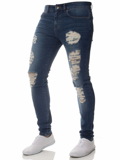 Ripped Jeans Men Stretch Skinny Grey Blue Black Hip Hop Denim Trousers Streetwear Casual Slim Fit Jeans for Men Jogging jean