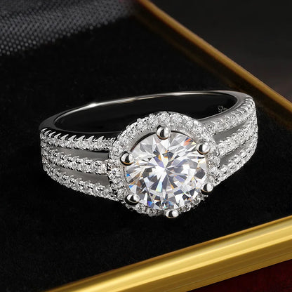 3CT D Color VVS1 Moissanite Engagement Ring for Women GRA Certified 925 Sterling Silver Plated 18k White Gold Jewellery