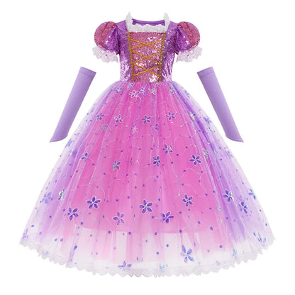 Little Girl Sofia Princess Ball Gown Role Play Delicate Carnival Costume Junior Catoon TV Series Heroine Dress Birthday Party