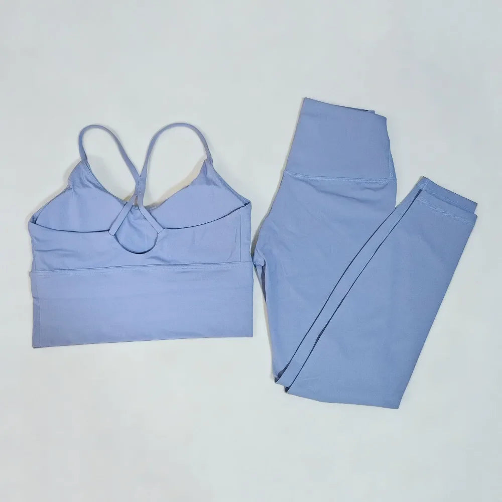Naked Feeling Women's 2PC Gym Outfit: Seamless Sports Bra + High Waist Leggings, Shockproof Breathable Fitness Wear S-XL