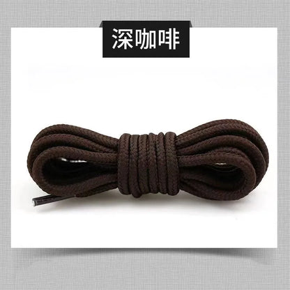 2pcs/ Pair Round Solid Polyester Black Brown Shoelaces For Marten Boot Women Men Outdoor Hiking Boots Sports Shoes Lace Strings