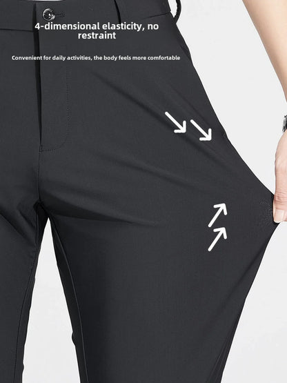 Men's Black Slim Fit Formal Pants Business Straight Leg Trousers Solid Color Office Work Dress Pants Single Piece