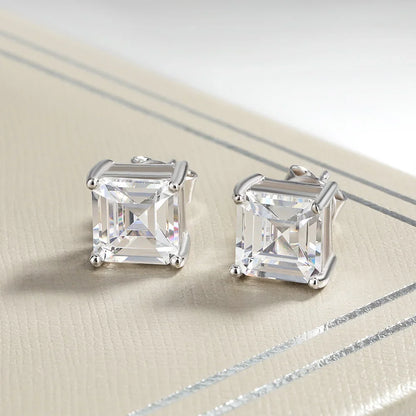 7*7mm emerald Stud Earrings for Women S925 Sterling Silver Lab Paraiba Tourmaline Gemstone Wedding Earrings Fine jewelry