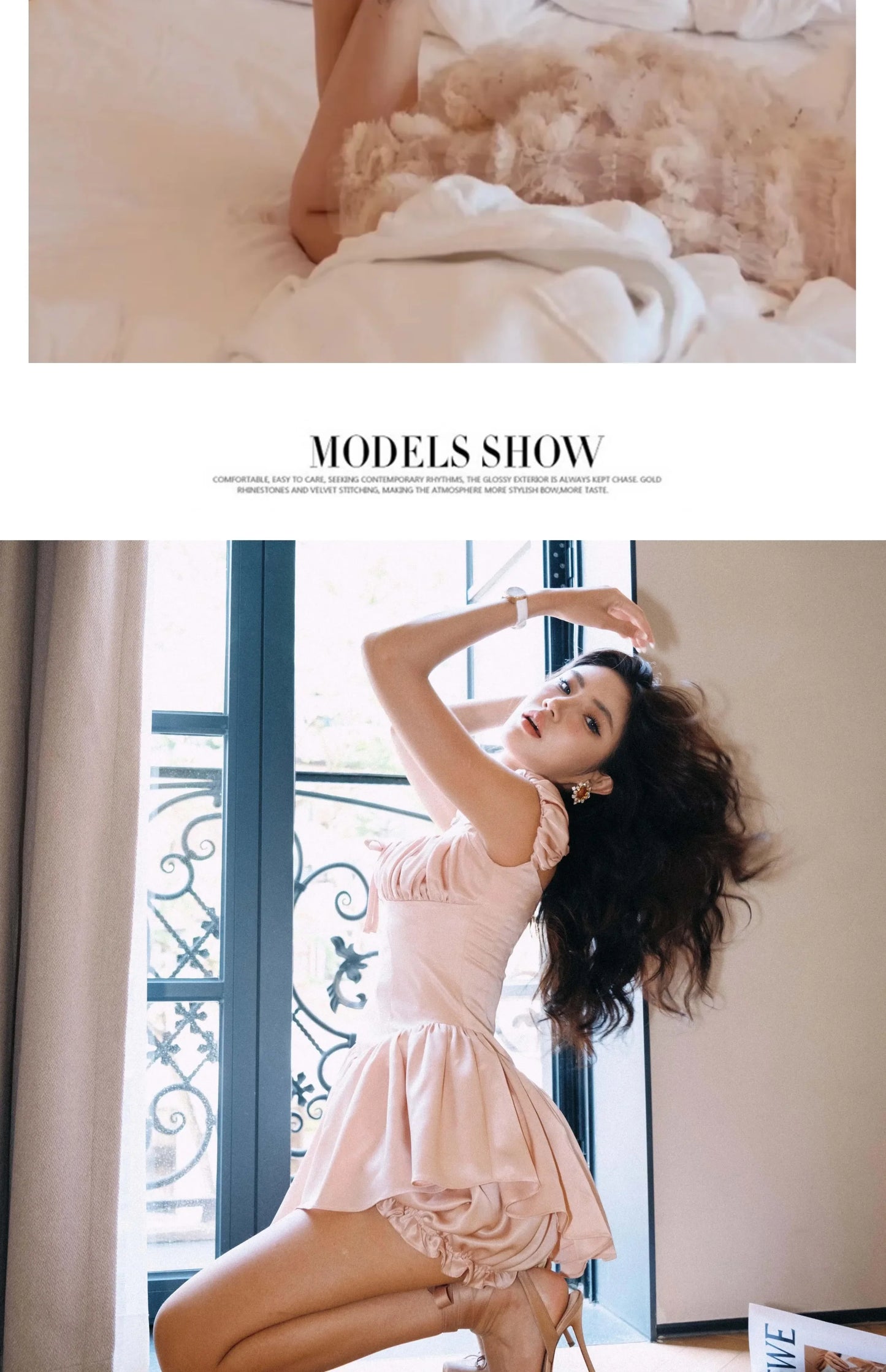 New style high heels with straps, satin toe cover, hollow square bow, thin heel, ballet style single shoes35-46