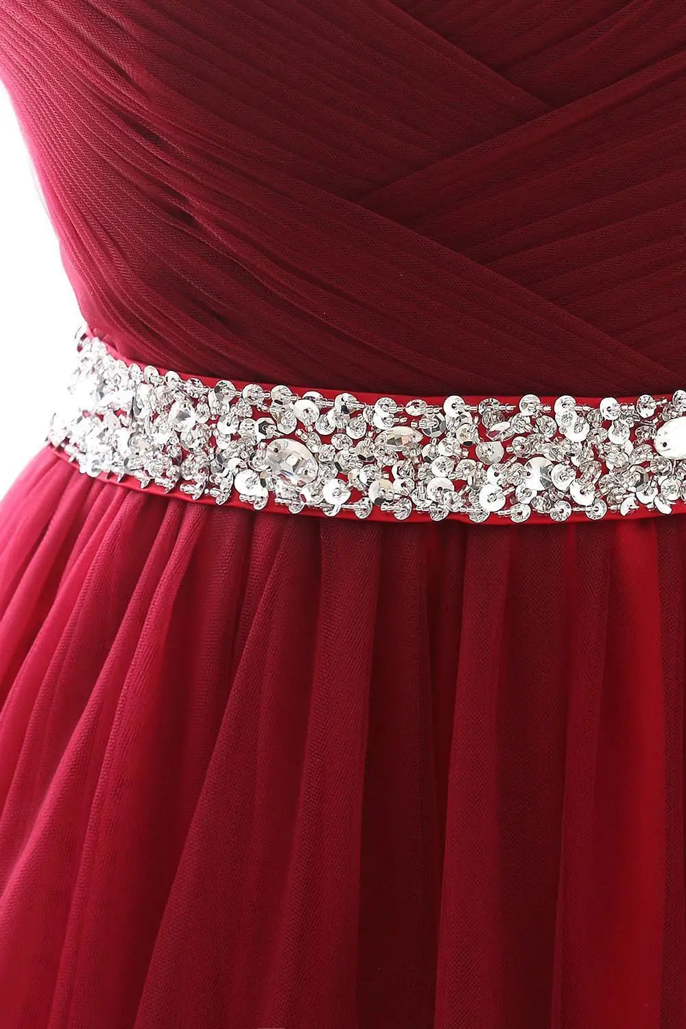 Vestidos de Noite de Tule Azul Royal com Renda, Cristais e Lantejoulas para Festa Formal de Noiva, Sexy, sem Mangas, Vestido de Baile, Branco, Borgonha