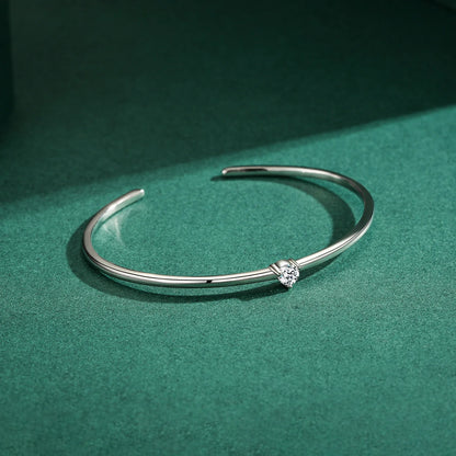 100% Real 925 Sterling Silver Round Clear Ten Heart CZ Open Bracelet For Women Fine Jewelry Charm Adjustable Bangle Gifts